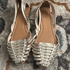 J. Crew Gold metallic huarache sandals